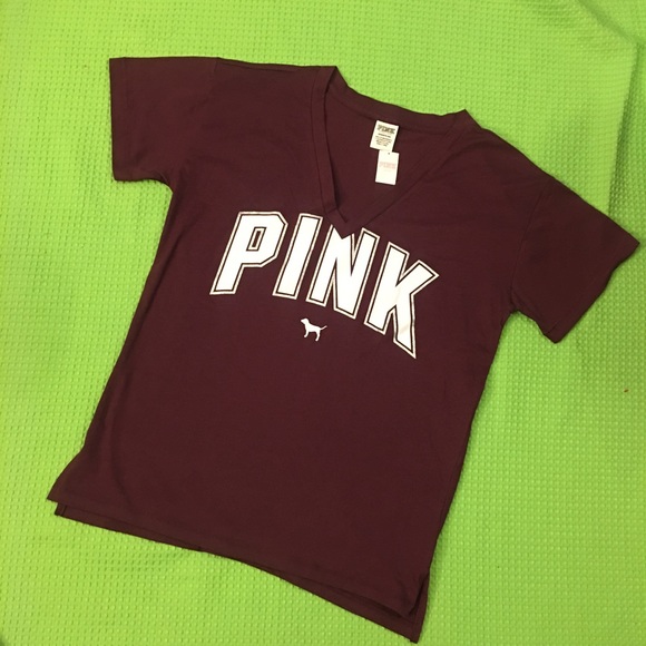 PINK Victoria's Secret Tops - Burgundy PINK T-Shirt NWT